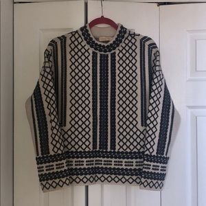 Tory Burch White and Grey Sweater Size Small